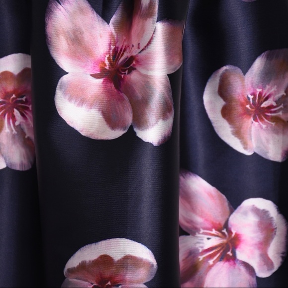 Chicwish Peach Blossom Floral Midi Full Skirt Navy - Picture 6 of 8